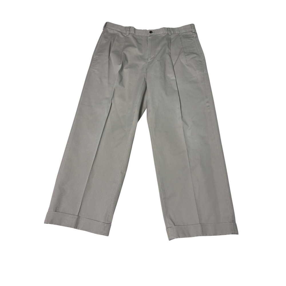 Brooks Brothers Advantage Chino Elliot Pleated Cuffed Pants Gray Mens 36x27